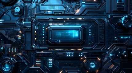 Futuristic Technology Interface with Glowing Blue Lines