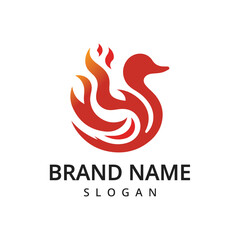 Obraz premium Spicy Duck logo design culinary label template idea