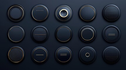 Abstract Black and Gold Circles Pattern Background.