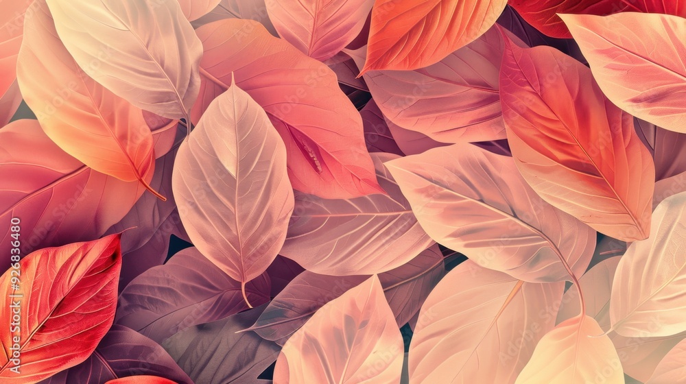 Fototapete a background of overlapping leaves with a subtle gradient, ideal for placing text in the center.