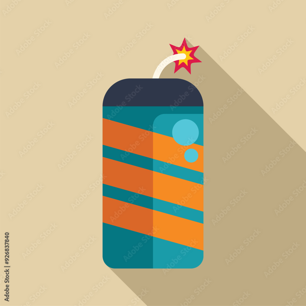Poster firecracker about to explode with a short fuse, dangerous situation