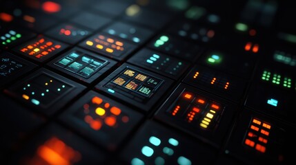 Futuristic Control Panel with Glowing Lights.
