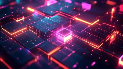 Obraz premium Abstract Neon Lights Futuristic Technology Background