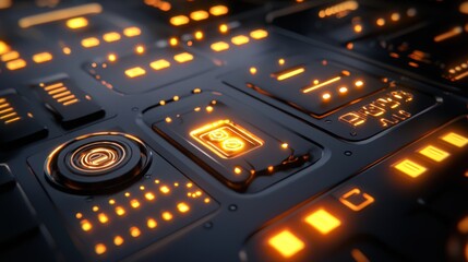 Fototapeta premium Futuristic Technology Interface with Glowing Orange Lights.