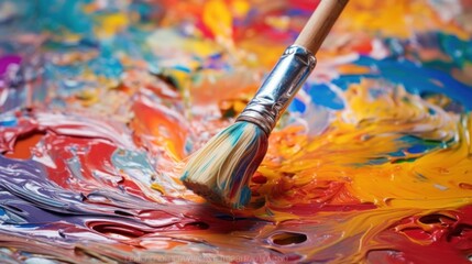 Obraz premium Paintbrush on Colorful Palette