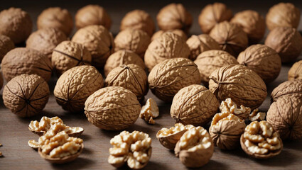 walnuts on a wooden table