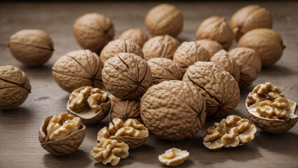 walnuts on a wooden table