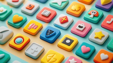 Colorful 3D App Icons.