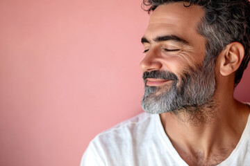 Obraz premium A close up of a man's face with her eyes closed