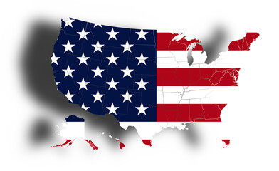 the states-borders-map of the USA, United States of America, colors of the flag of the USA