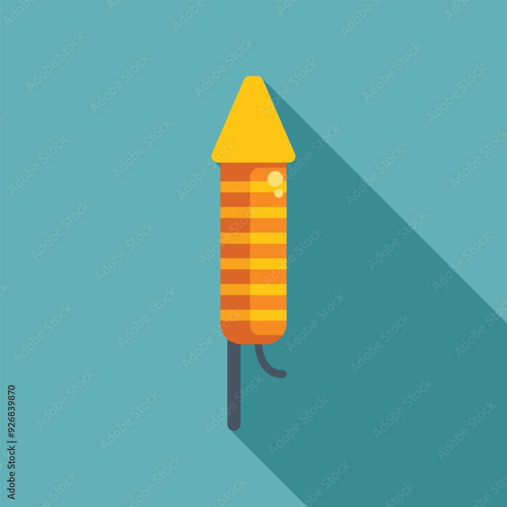Poster firecracker rocket with a burning fuse is ready to launch, creating a festive atmosphere for a holid