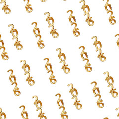seamless texture pattern background of golden year symbol 2026 as chain or stacked or in a row,  ordered, on top of each other, golden metallic, as new year
