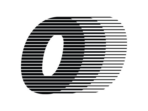 Number 0 logo with abstract geometric speed motion lines