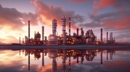 Naklejka premium Industrial Complex at Sunset