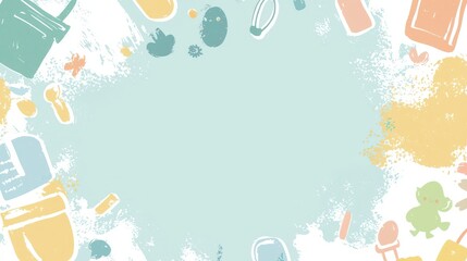 Baby Shower Pastel Border Frame.