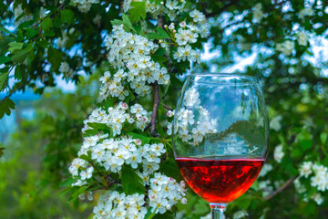 Glass of wine in nature