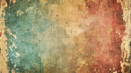 Abstract Grunge Background with Green, Beige, and Red.