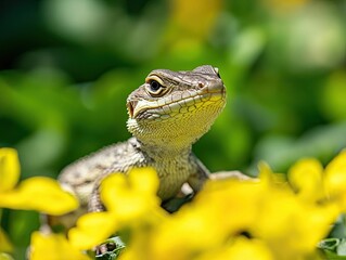 Fototapeta premium Lizard isolated on spring background