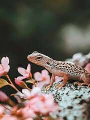 Fototapeta premium Lizard isolated on spring background