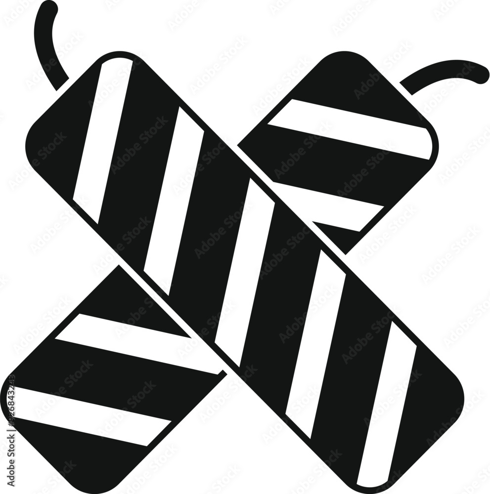 Poster simple vector showing two firecrackers crossed, great for projects related to pyrotechnics and celeb