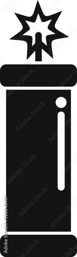Poster simple vector icon of a dynamite stick with a burning wick, evoking danger and explosive power