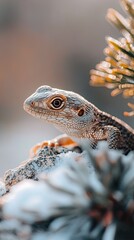 Obraz premium Lizard isolated on winter background