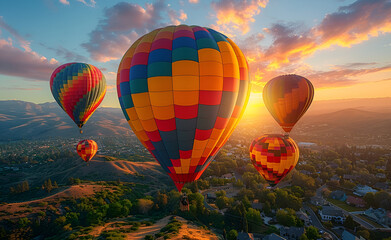 Naklejka premium a group of colorful hot air balloons in the sky