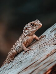 Obraz premium Lizard isolated on wooden background