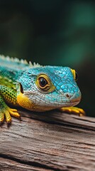 Naklejka premium Lizard isolated on wooden background