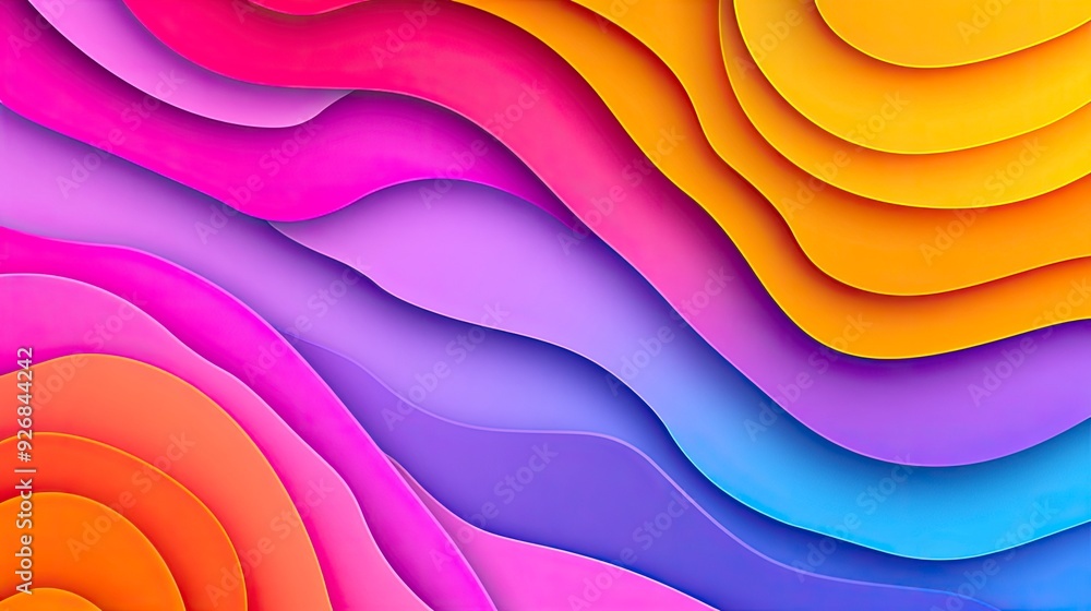 Poster angular waves, in alternating bold colors, forming sharp geometric patterns, soft ambient lighting