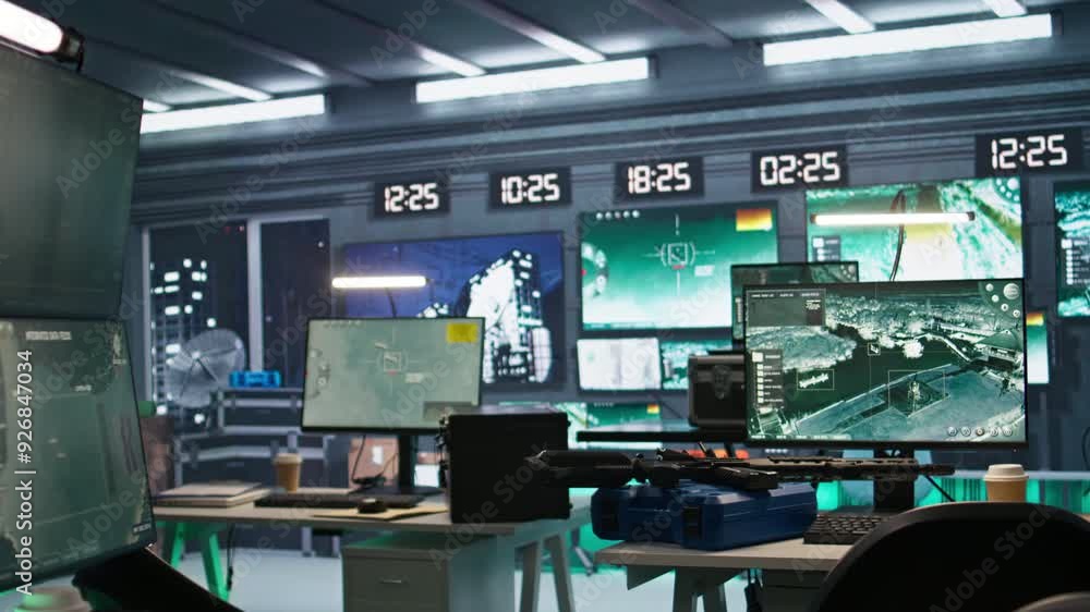 Poster advanced technology in army command center housing operational missile defense system. armed forces 