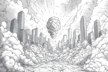 explosion of meteor in the city