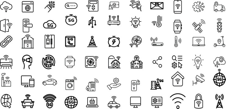 5G NETWORK EDITABLE ICON SET 