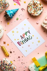 Fototapeta premium Happy Birthday Greeting Card Layout