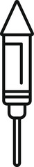 Simple line drawing icon of a firework rocket exploding with firecracker sparkles