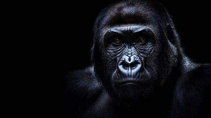 Fototapeta premium Captivating Gorilla Ape Portrait with Intense Gaze in Studio
