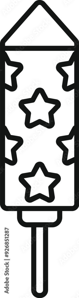 Poster simple and modern firework rocket exploding with stars icon in thin line style