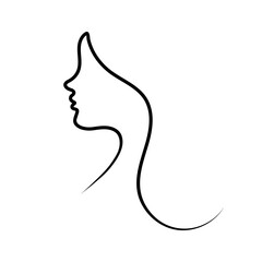 Beautiful profile of a young girl in one line. Face icon vector