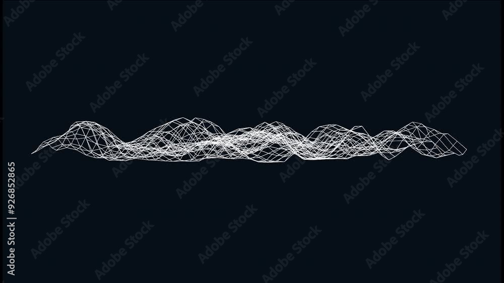 Aufkleber looping animation of a white mesh structure moving in wave patterns on a dark background.