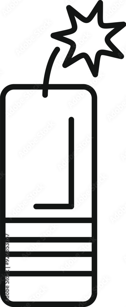Poster simple, bold lined icon of a dynamite stick exploding