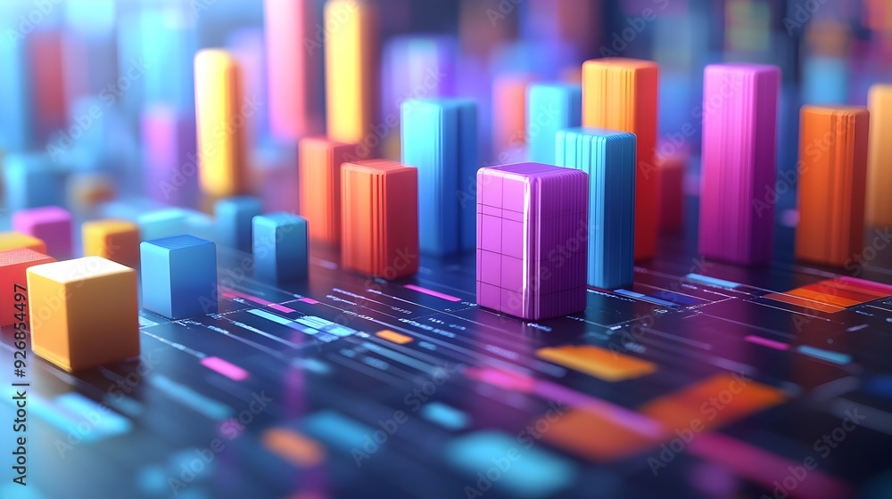 Poster 3d rendered graphic income data visualization with insightful analytics