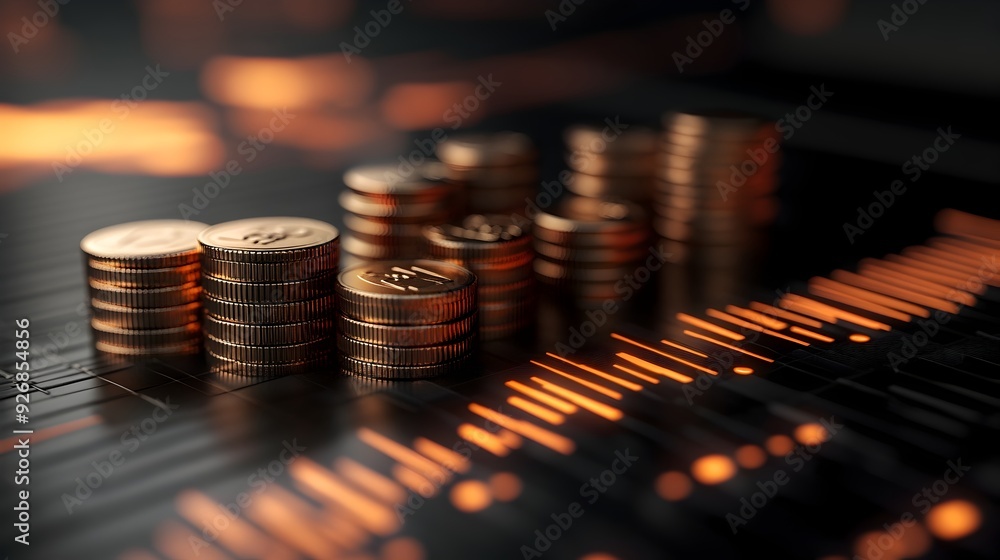 Poster insightful 3d rendered graphical income figures visualizing data
