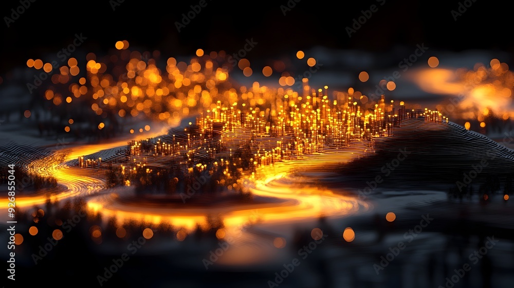 Poster interactive 3d rendered income heat map visualizing regional performance data