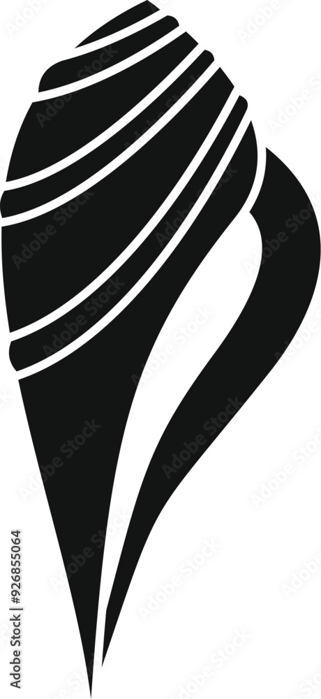 Aufkleber black and white seashell pointing up right icon simple style