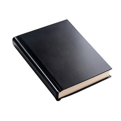 Closed Black Book on White Background