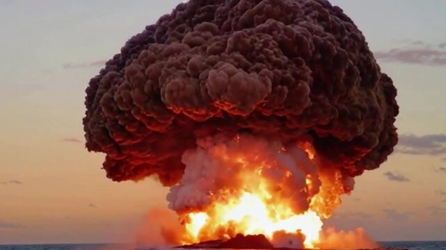 Explos&atilde;o de uma bomba em alto mar