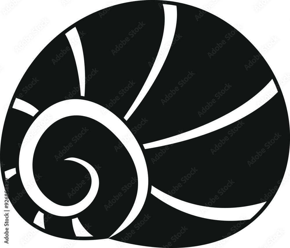 Poster simple vector illustration of a seashell with a spiral pattern, isolated on a white background