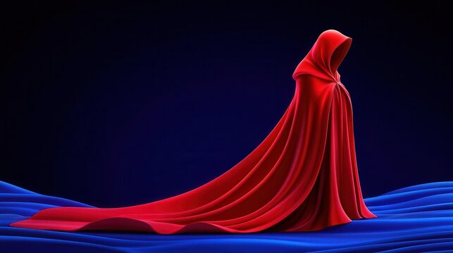 Mysterious cloak flat design, side view, suspenseful atmosphere theme, animation, vivid