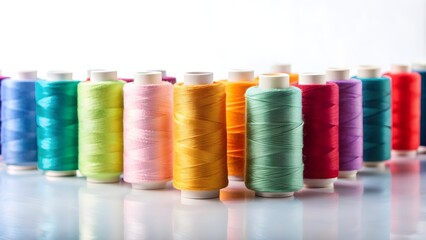 Spools of colorful thread on a white background , sewing, textile, crafts, yarn, embroidery, spools, colorful, cotton, supplies