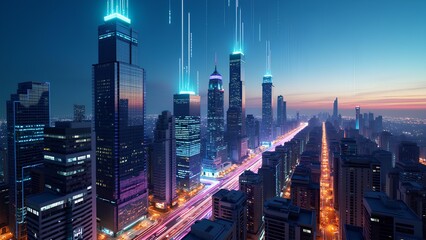 Fototapeta premium city skyline at night